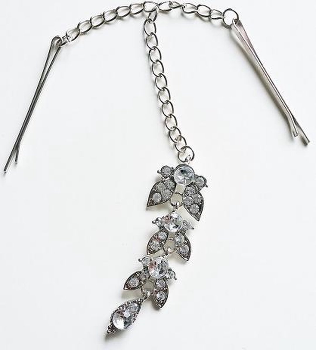 Geshe-Haarketting vintage dubbele schuifspeldjes met blingbling blaadjes hanger-haar accessoires vrouwen-bruiloft cadeau