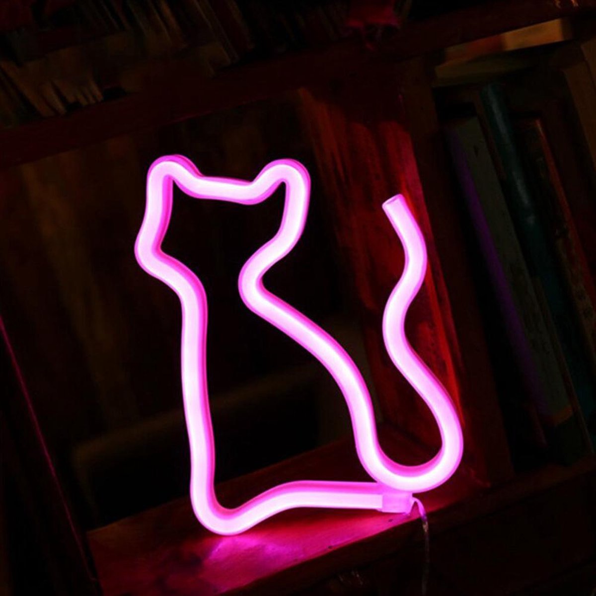 DW4Trading Neon Led Lamp - Usb-batterij - Kat - Roze