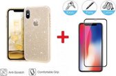 2-In-1 Screenprotector Glitter Hoesje Bescherming Protector Set Geschikt Voor  Apple iPhone XR (6.1 Inch) - Full Cover 3D Edge Tempered Glass Screen Protector Met Siliconen Hoes Co