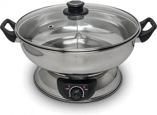 Remo - Elektrische fonduepan - 2 vaks - 4,5 liter - Ø30cm - Elektrische hotpot - 2 aparte vakken