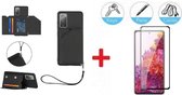 2-in-1 PU Lederen Wallet Hoesje Met Full Cover Tempered Glass Screen Protector Geschikt Voor Samsung Galaxy S21 FE 5G (S21FE Fan Edition) - Portemonnee Back Kaarthouder Card Case Pasjes Houde