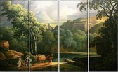 George Barrett schilderij. Uniek 4 Panelen 160x100cm Kunst schilderij Afgedrukt op Canvas 100% katoen uitgerekt op het frame van hoge kwaliteit, muurhanger geïnstalleerd.