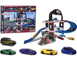 Majorette Urban Garage - 60x60x45 cm - 4 verdieping + 5 voertuigen - Die-cast - Vanaf 5 jaar - Speelgoedgarage