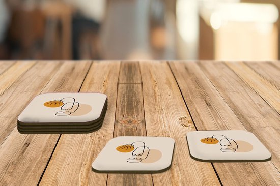 Sous-verres -verres - Minimalisme - Pastel - Visage - 10x10 cm - 6 pièces