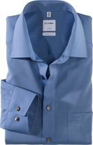 OLYMP Luxor comfort fit overhemd - middenblauw - Strijkvrij - Boordmaat: 46