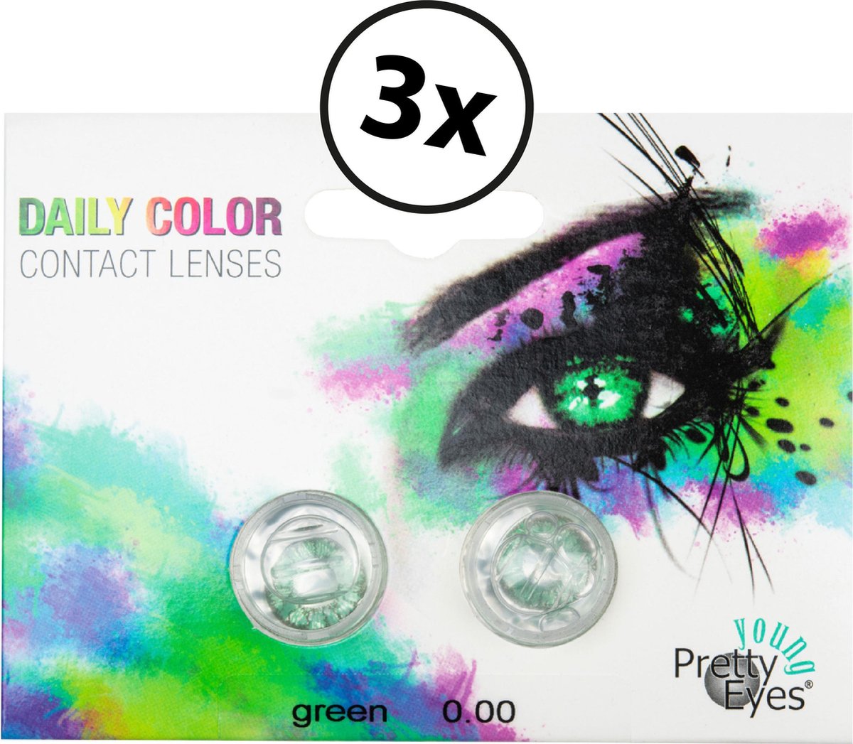Pretty Eyes kleurlenzen groen - 6 stuks - daglenzen -