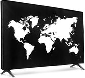 kwmobile hoes voor 43" TV - Beschermhoes voor televisie - Schermafdekking voor TV in wit / zwart - Wereldkaart design