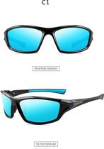 Sport/bikers zonnebril gepolariseerd UV 400 kleur blauw