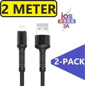 2x Lightning Oplaad en Data kabel – 5V / 2A Snellaad kabel – Oplaadsnoer Telefoon - Apple Lightning - iPhone 5/6/7/8/X/XR – Zwart – 2 Meter