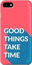 Apple iPhone SE Telefoonhoesje - Premium Hardcase Hoesje - Dun en stevig plastic - Met Quote - Good Things - Rood