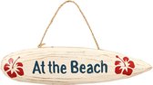 Decoratie surfplank/surfboard wanddecoratie/muurdecoratie/schuttingdecoratie At the Beach 35 cm