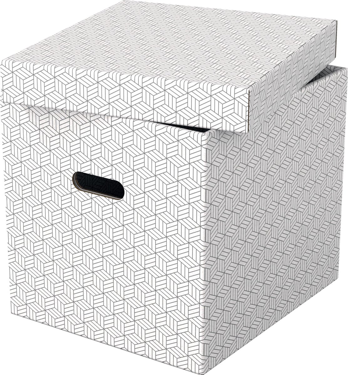 Esselte Duurzame Grote Kubusvormige Opbergdoos met Deksel, Set van 3 Stuks - 100% Gerecycled Karton en 100% Recyclebaar - Wit