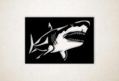 Wanddecoratie - Wandpaneel haai - S - 41x60cm - Zwart - muurdecoratie - Line Art