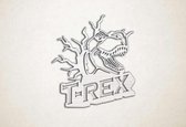 Wanddecoratie - T-Rex 3D dinosaur - S - 50x45cm - EssenhoutWit - muurdecoratie - Line Art