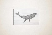 Line Art - Walvis vierkant - XS - 19x30cm - EssenhoutWit - geometrische wanddecoratie