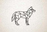 Line Art - Wolf 11 - M - 60x76cm - Zwart - geometrische wanddecoratie