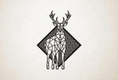 Line Art - Rendier Hert 11 met achtergrond - M - 80x60cm - Zwart - geometrische wanddecoratie
