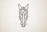 Line Art - Paard 5 - S - 60x27cm - Wit - geometrische wanddecoratie