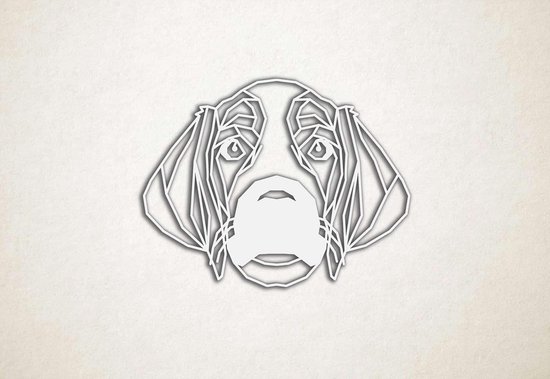 Line Art - Hond - Weimaraner - XS - 23x30cm - Wit - geometrische wanddecoratie