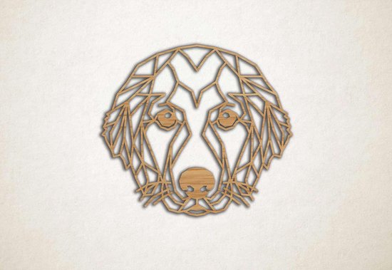 Line Art - Hond - Golden Retriever - M - 60x69cm - Eiken - geometrische wanddecoratie