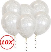 Witte Confetti Ballonnen Verjaardag Versiering Helium Ballonnen Feest Versiering Wit Papieren Confetti Decoratie - 10 St