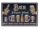 Wandbord – Bier Zeurt Niet - Vintage - Retro -  Wanddecoratie – Reclame bord – Restaurant – Kroeg - Bar – Cafe - Horeca – Metal Sign – 20x30cm