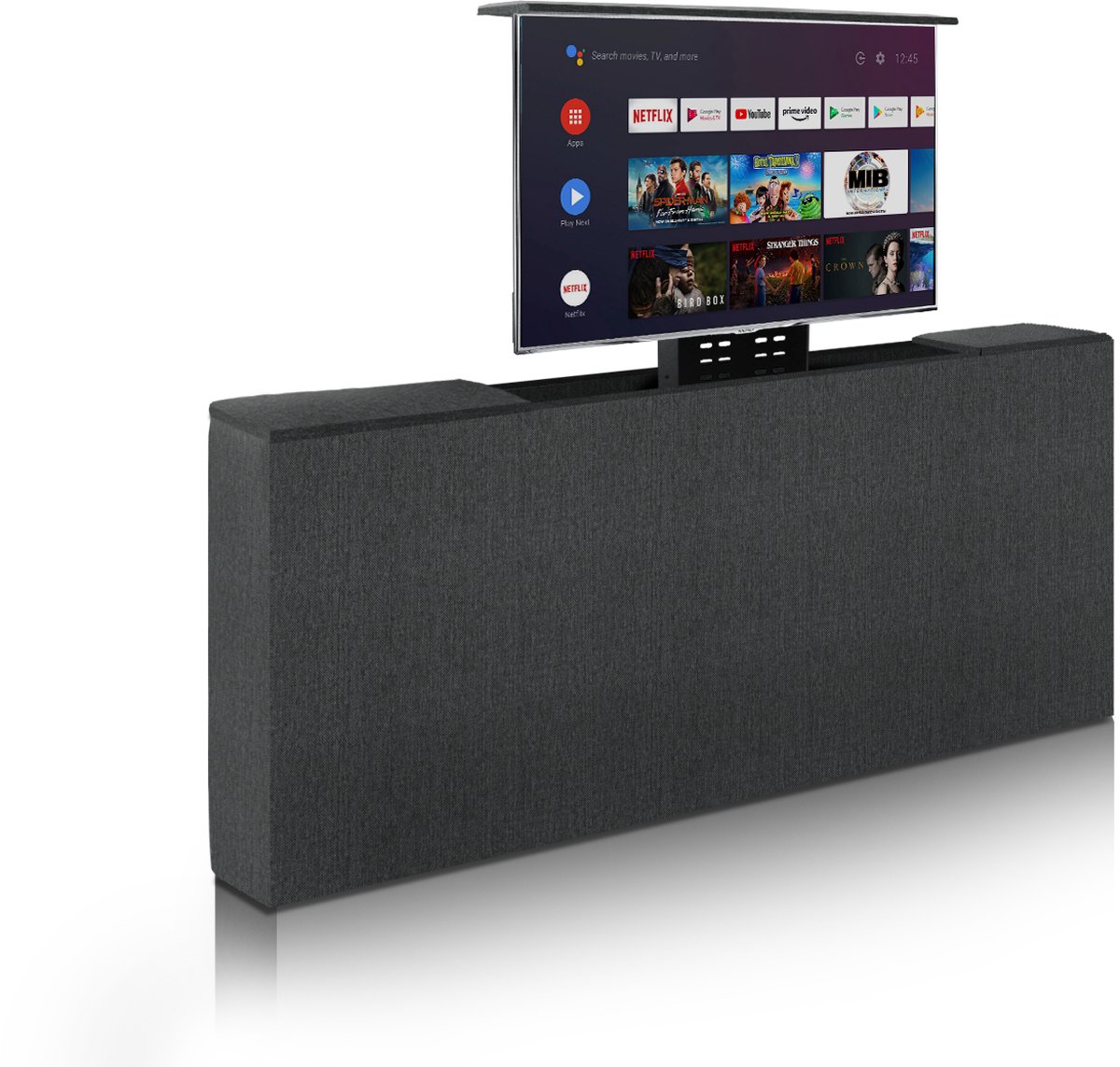 TV Lift meubel voeteneinde - Antraciet - 140 x 83 cm - Tot maximaal 43 inch - elektrisch - voetbord