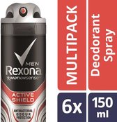 Rexona Men Active Shiel Deodorant - 6 x 150 ml - Voordeelverpakking
