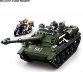 L05 - Russische SU-85 Gemechaniseerd Anti-Tank Geschut - 338 onderdelen en 2 mini-figuren - WW2 Bouwstenen - Lego fit - Soldaten - Militair - Tank - Army - Wapens - Geweren - Brick