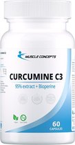Curcumine C3 - Kurkuma - 95% extract + Bioperine - 60 capsules | Muscle Concepts