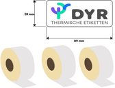 Dyr - 3x Rollen x 260 labels - 89x36mm - geschikt voor Dymo 99012 etiket printers