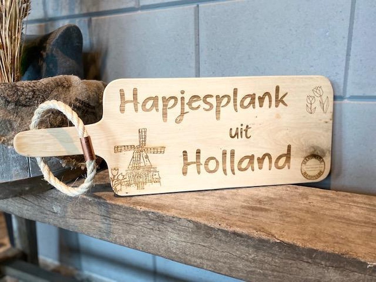 Creaties van Hier - Serveerplank - Holland - Eikenhout - 55 cm