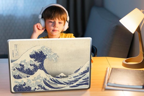 Sticker pour ordinateur portable - 15,6 pouces - La Grande Vague au large de Kanagawa - Peinture de Katsushika Hokusai