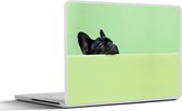 Laptop sticker - 17.3 inch - Franse Bulldog - Groen - Zwart - 40x30cm - Laptopstickers - Laptop skin - Cover