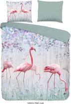 Luxe Zachte Dekbedovertrek Eenpersoons - 140x200/220cm - Inclusief 1 Kussensloop - 100% Versterkt Katoen - Pinky Roze Flamingo