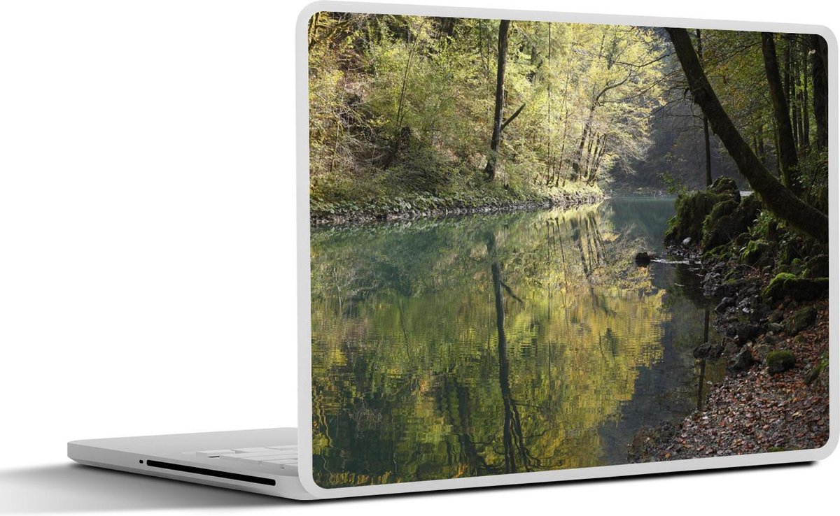 Afbeelding van product SleevesAndCases  Laptop sticker - 14 inch - Weerspiegeling van bos in de kupa-rivier in het Nationaal park Risnjak in Kroatië