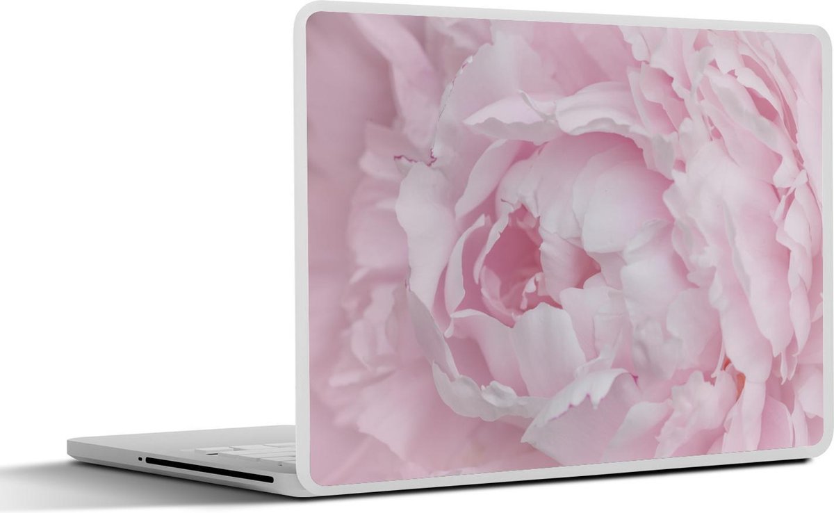 Afbeelding van product SleevesAndCases  Laptop sticker - 12.3 inch - Close-up en bovenaanzicht van een roze pioenroos