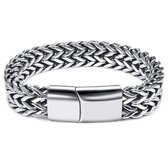 Victorious Zilveren Armband Heren – Gevlochten Zilver en Magnetische Schuifsluiting – Zilver – 22cm