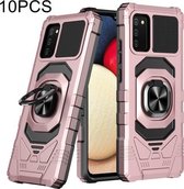 Voor Samsung Galaxy A02s 10 PCS Union Armor Magnetische PC + TPU Shockproof Case met 360 Graden Rotatie Ring Houder (Rose Gold)