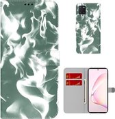 Voor Samsung Galaxy Note10 Lite/A81 Cloud Fog Patroon Horizontale Flip Lederen Case met Houder & Kaartsleuf & Portemonnee (Donkergroen)