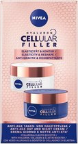 NIVEA Hyaluron Cellular Filler dag- en nachtverzorgingsset voor elasticiteit en contouren, geschenkset met Hyaluron Cellular Filler dagverzorging en Hyaluron Cellular Filler nachtv