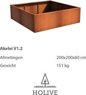 HOLIVE - Akelei V1.2 afm 200x200x60 cm. Cortenstalen plantenbak cortenstaal bloembak