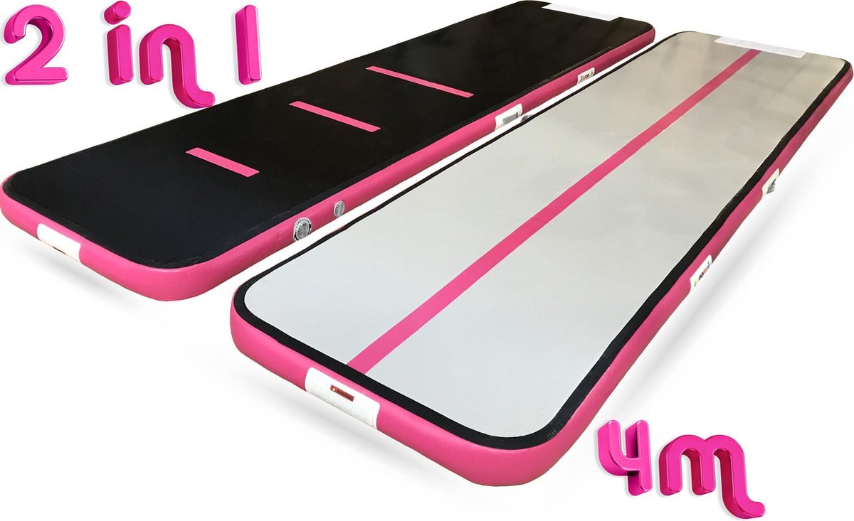 YouAre Turnmat — AirTrack Pro 4.0 | 4 meter — 15cm dik | Compleet - Gymnastiek - Waterproof | 4m Gym fitness mat opblaasbaar + pomp