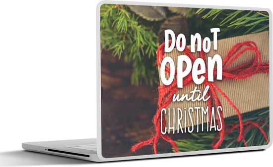 Autocollant pour ordinateur portable - 12,3 pouces - avec fond de Noël "Ne pas ouvrir avant Noël" avec un cadeau