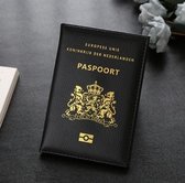 Zwarte Kunstleren Paspoorthouder - Paspoort Hoesje - Cover - Nederland