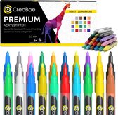 Creabae - Acryl Stiften 0.7 MM -  Acrylstiften Voor Stenen Schilderen - 20 Premium Kleuren - Acrylverf Stiften - Tekenset - Happy Stones - Acryl Marker