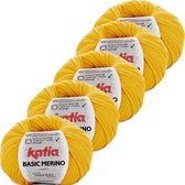 Basic Merino - kleur 64_Geel - bundel 5 bollen 50 gr.  van 120 m.