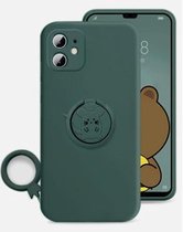 Shieldcase geschikt voor Apple iPhone 11 siliconen hoesje met ring - donkergroen