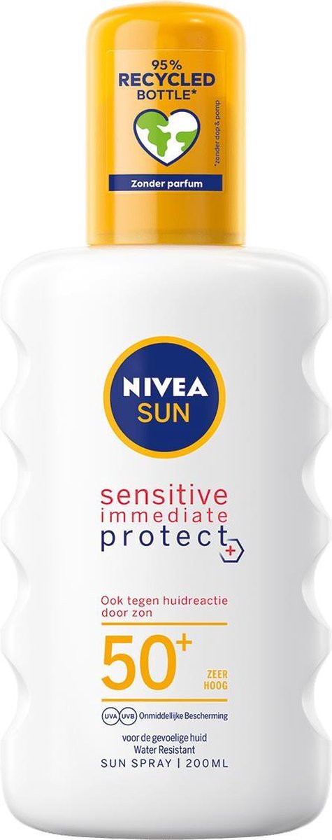 2x Nivea Sun Sensitive Spray factor 50 - Immediate Protect - 200ml - Water Resistant