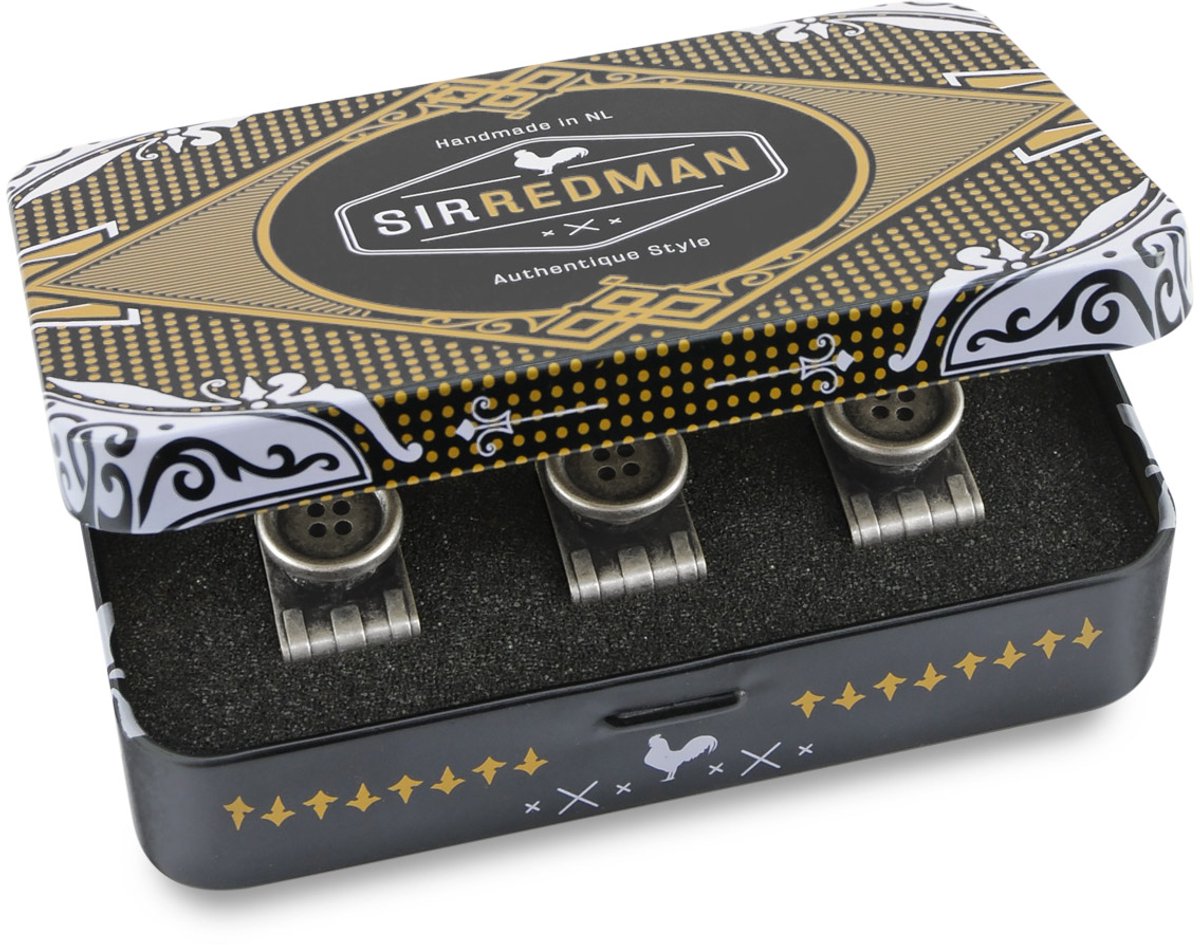 Sir Redman - set losse bretel knoopjes antiek zilver